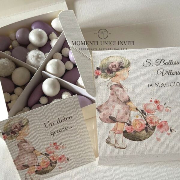 momenti unici inviti box degustazione confetti battesimo prima comunione lei vicky
