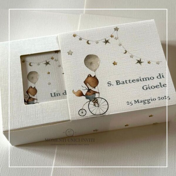 momenti unici inviti box degustazione confetti battesimo volpina