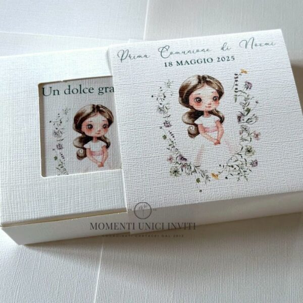 momenti unici inviti box degustazione confetti prima comunione bambina