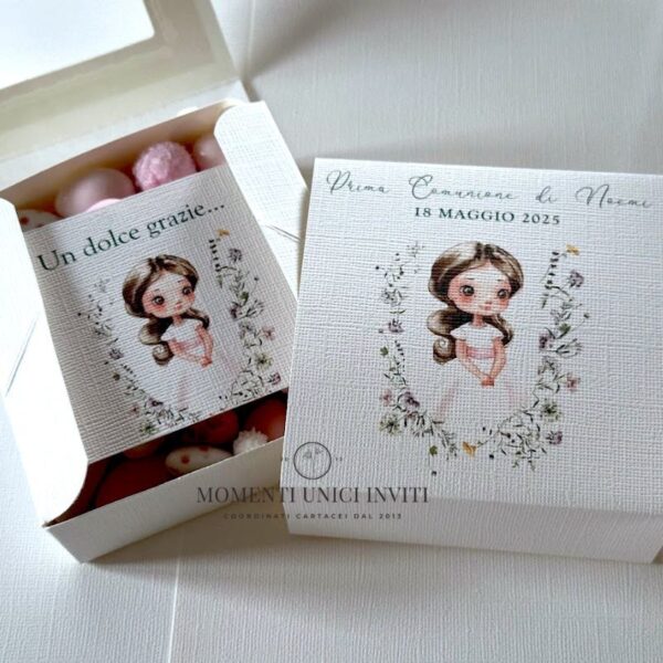 momenti unici inviti box degustazione confetti prima comunione bambina