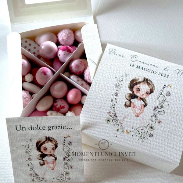 momenti unici inviti box degustazione confetti prima comunione bambina