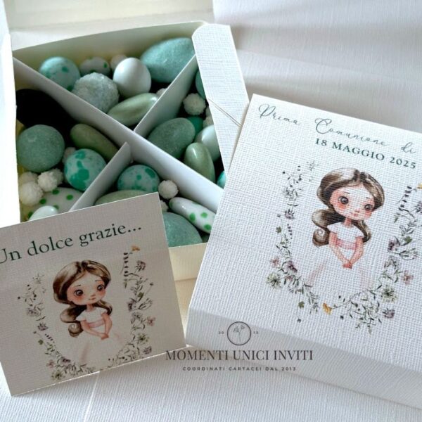 momenti unici inviti box degustazione confetti prima comunione bambina