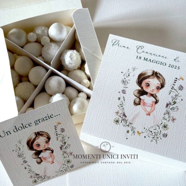 momenti unici inviti box degustazione confetti prima comunione bambina