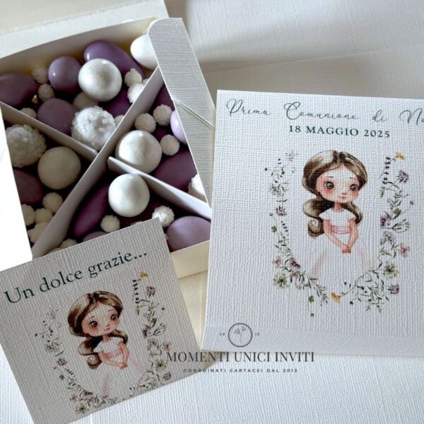 momenti unici inviti box degustazione confetti prima comunione bambina