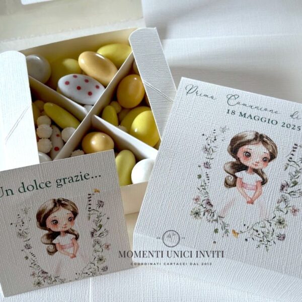 momenti unici inviti box degustazione confetti prima comunione bambina