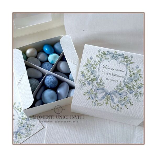 momenti unici inviti - box degustazione tre misure mod. acquerello blue