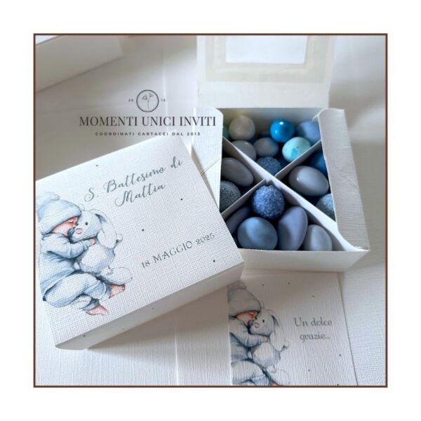 momenti unici inviti - box degustazione tre misure mod. dolci nanne bimbo
