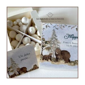 momenti unici inviti - box degustazione tre misure mod. foresta degli animali
