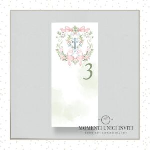 momenti unici inviti acquerello bimba card tableau 9x20 cm