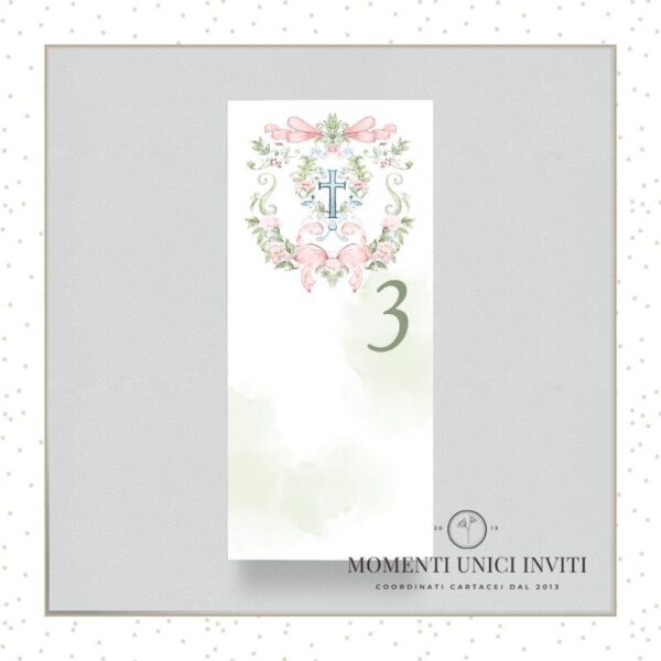 momenti unici inviti acquerello bimba card tableau 9x20 cm