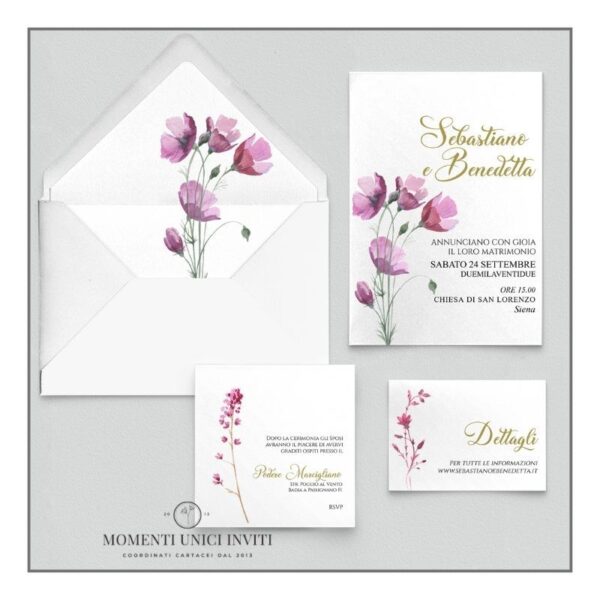 momenti unici inviti promozione suite 5 pezzi modello coquelicot