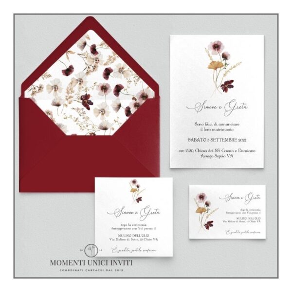 momenti unici inviti promozione suite 5 pezzi modello fiori di campo
