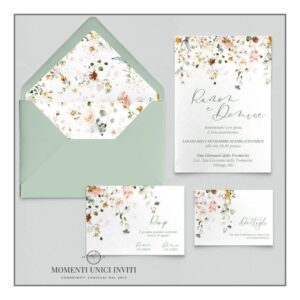 momenti unici inviti promozione suite 5 pezzi modello nuvola floreale