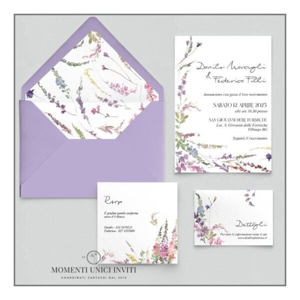 momenti unici inviti promozione suite 5 pezzi modello provenza