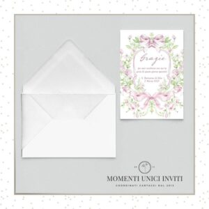 momenti unici inviti soffio delicato bimba ringraziamento 13x18 cm con busta