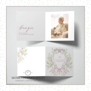 momenti unici inviti soffio delicato bimba ringraziamento 13x18 cm con busta