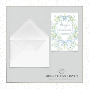 momenti unici inviti soffio delicato bimbo ringraziamento 13x18 cm con busta