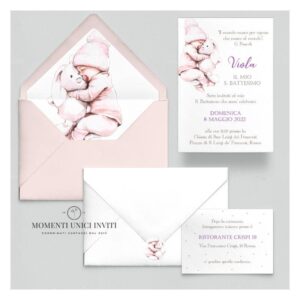 momenti unici inviti suite partecipazioni 5 pezzi linea grafica bimbi dolci nanne bimba