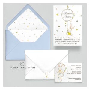 momenti unici inviti suite partecipazioni 5 pezzi linea grafica bimbi dou dou coniglietto