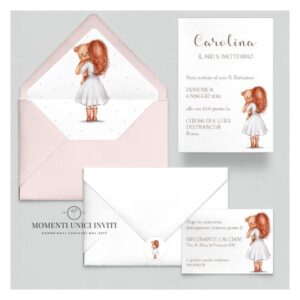 momenti unici inviti suite partecipazioni 5 pezzi linea grafica bimbi julie