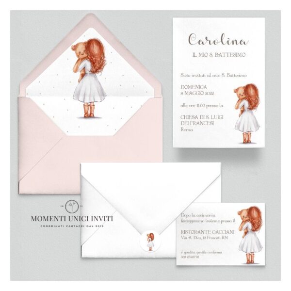 momenti unici inviti suite partecipazioni 5 pezzi linea grafica bimbi julie