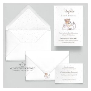 momenti unici inviti suite partecipazioni 5 pezzi linea grafica bimbi kira