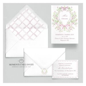momenti unici inviti suite partecipazioni 5 pezzi linea grafica bimbi soffio delicato bimba