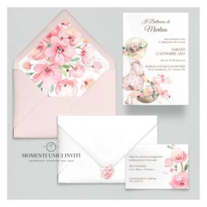 momenti unici inviti suite partecipazioni 5 pezzi linea grafica bimbi vicky