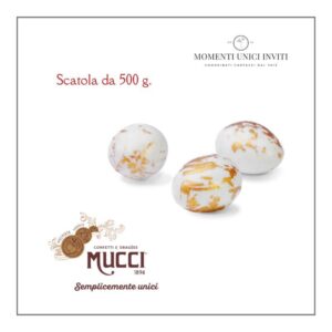 scatola confetti mucci gran galà bianco e oro