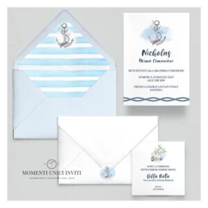 momenti unici inviti suite partecipazioni 5 pezzi linea grafica bimbi favignana