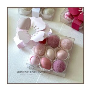 momenti unici inviti - box degustazione 9 confetti con fiore