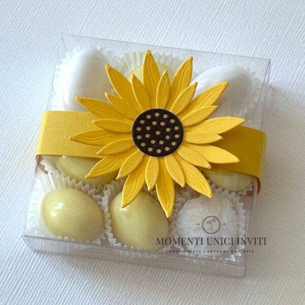 momenti unici inviti - box degustazione confetti con girasole