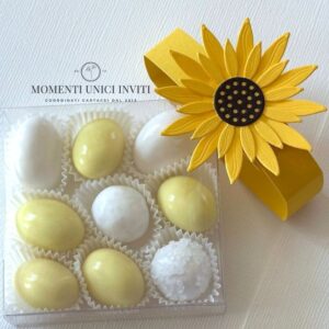 momenti unici inviti - box degustazione confetti con girasole