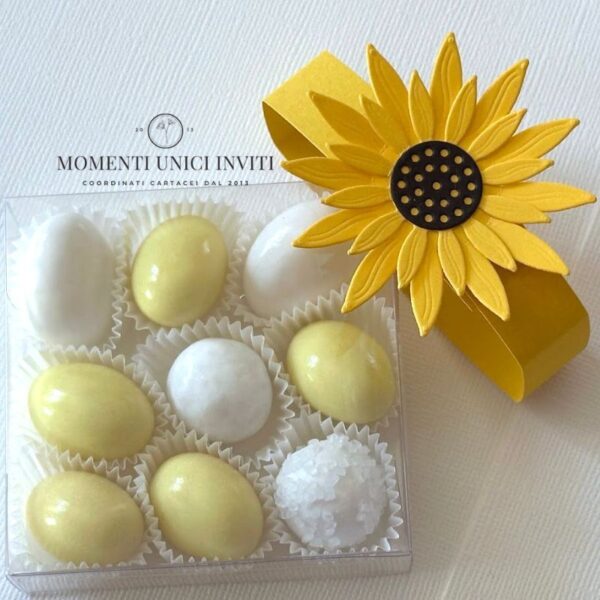 momenti unici inviti - box degustazione confetti con girasole