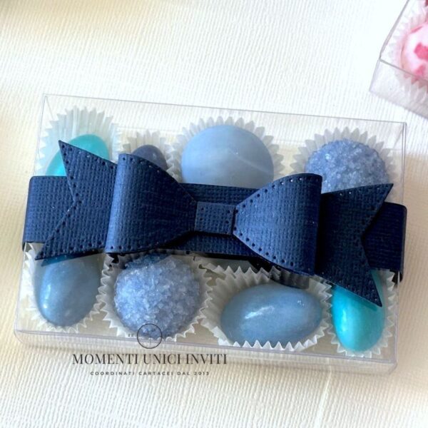 momenti unici inviti - box degustazione confetti fiocco blu nozze di zaffiro