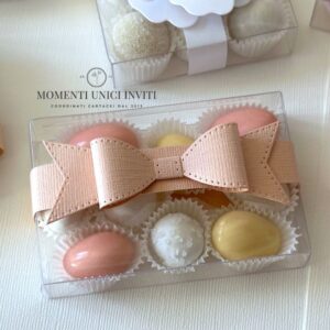momenti unici inviti - box degustazione confetti fiocco pesca nozze di cristallo