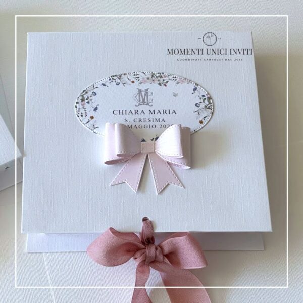 momenti unici inviti - box nella box deluxe con doppio fiocco e cornice