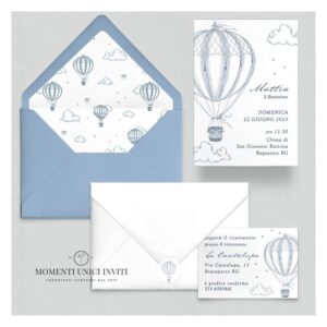 momenti unici inviti suite partecipazioni 5 pezzi linea grafica bimbi sognando di volare