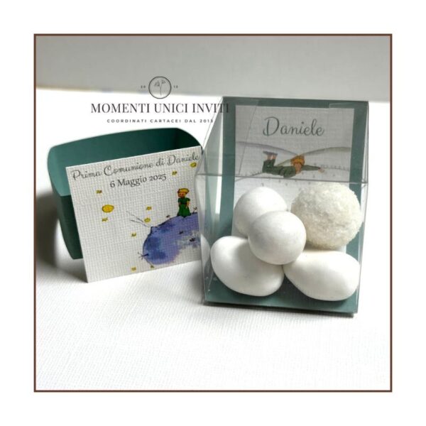 momenti unici inviti box cubo pvc piccolo principe 5 confetti