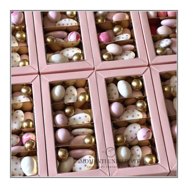 momenti unici inviti promo box 4 scomparti celeste e rosa con confetti